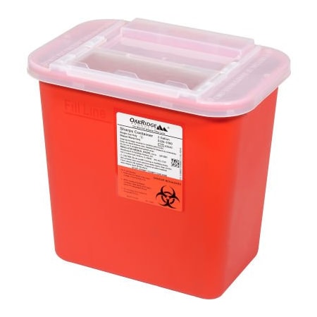 Oakridge Products-113906 Oakridge Products 2 Gallon Sharps Container w/ Slide Lid, Red 0320-1500